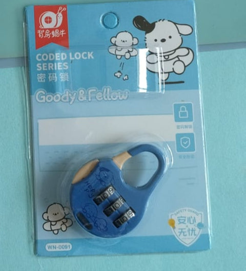 Four packages of Goody & Fellow locks on a blue background